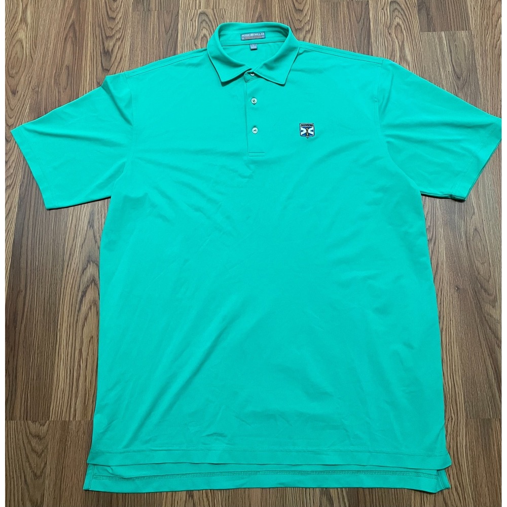 Peter Millar Summer Comfort Polo Mens Large Green Kinloch Logo Stretch